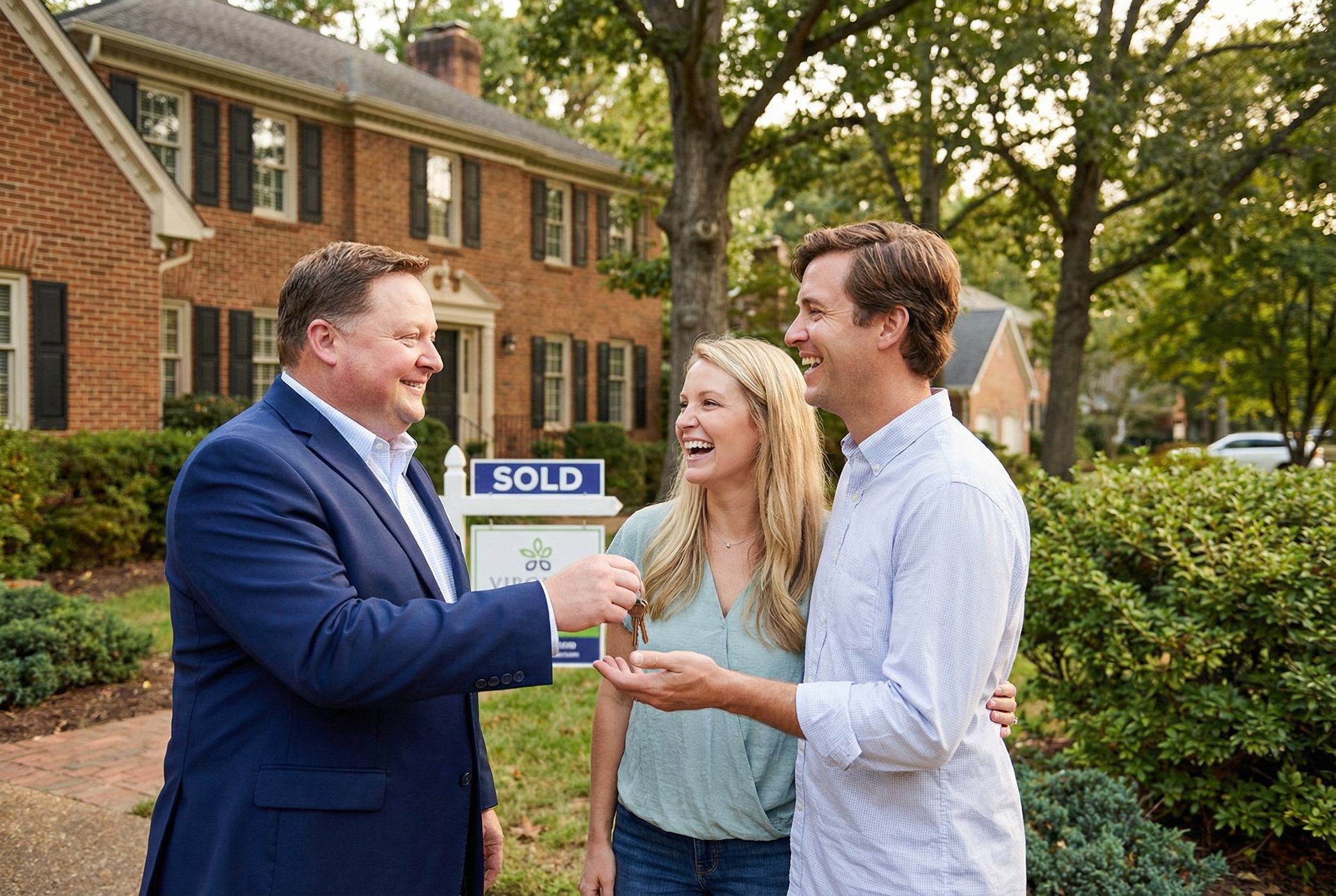 Dave Prater handing keys to happy homeowners